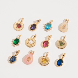 Collar con colgante de 12 piedras de nacimiento de acero inoxidable DIY básico, forma de mariposa, cadena suelta básica en stock, color oro 18K, con acabado al vacío en horno - Product Image 3