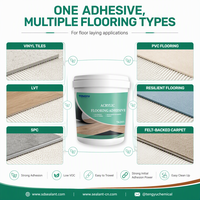 Adhésif acrylique à base d'eau à faible teneur en COV et haute adhérence de 15 kg pour l'installation de revêtements de sol en PVC, LVT et SPC