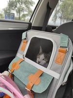 Sac à dos pour animaux de compagnie en denim, sac de transport pour chat, poche avant en maille respirante, boucle en cuir, sac de voyage pour les promenades en plein air