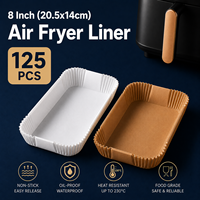 125 pièces de doublures rectangulaires en papier sulfurisé jetable pour friteuse à air, 20,5x14 cm, blanc ou brun au choix, pour panier double, en vrac