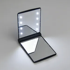 Оптовая продажа пластиковый прямоугольник на заказ УФ-печать двухстороннее светодиодное освещение двухстороннее складное зеркало