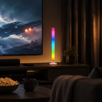 Lampu Lantai LED RGB dengan Kontrol Suara dan Aplikasi, Dapat Diredupkan, Berubah Warna, Lampu Ambient untuk Ruang Gaming