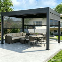 Pergola en aluminium à toit à lames orientables, télécommandée électriquement, 3x4m, moderne, imperméable, pour jardin, gazebo extérieur, 10x13 pieds, terrasse