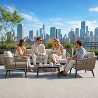 Ensemble de canapés modulaires d'extérieur SUNYARD de qualité commerciale en osier tressé résistant aux intempéries pour terrasse, café, restaurant, jardin