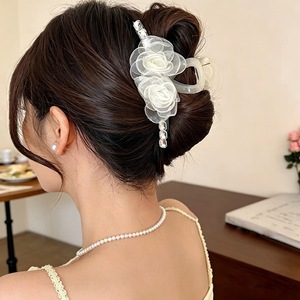 Nuevo Clip para el Cabello con Diseño Floral 2026 para Mujer, Clip de Alta Gama con Perlas y Diamantes de Imitación, Horquilla para Moño, Clip de Tiburón para la Parte Trasera de la Cabeza - Product Image 4