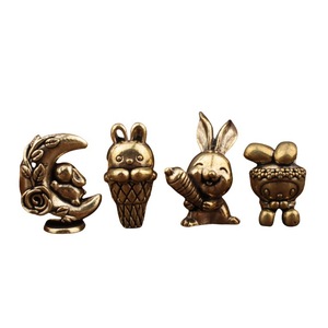 Brass Rabbit Figurine Set 4Pcs Animal Shape Home Decor Traditional Design <b>Easter</b> Gift - Product Image 5