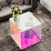 Table basse en acrylique unique pour designers de meubles, table d'appoint en acrylique pour salon, fabricant de tables de luxe à motif damier