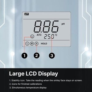 Medidor de pH Apera Instruments PH850 con 1 año de garantía, Kit de medidor de pH portátil de mano Apera Instruments Value Series PH850 (AI551) - Product Image 3