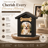 Urne funéraire de luxe en forme de maison pour animaux de compagnie, boîte à souvenirs en bois pour cendres de chiens et chats, vitrine commémorative pour photos, vente directe usine
