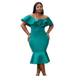 Vestidos de Noche Modernos de Satén con Diseño de Hombros Descubiertos, Estilo Sirena, Directo de Fábrica, Vestidos de Fiesta Sexys para Mujer, Cintura Natural, Largos, Tallas Grandes - Product Image 1