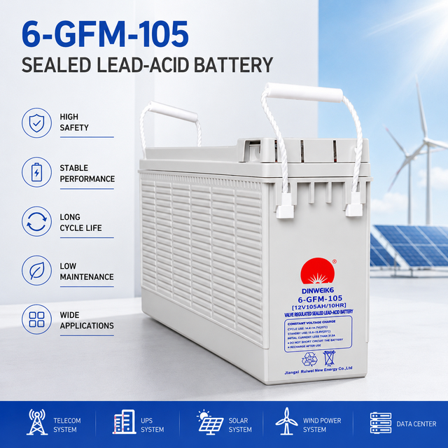 12V 105Ah Front Terminal MF Sealed Lead Acid Battery for Fire Alarm, Medical Equipment & Emergency Backup Power Supply