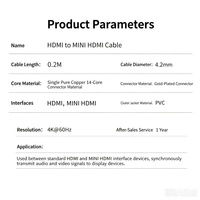 Câble adaptateur mini mâle vers femelle 18 Gbit/s haute vitesse, transmission stable anti-tremblement pour ordinateur portable, appareil photo reflex numérique, moniteur
