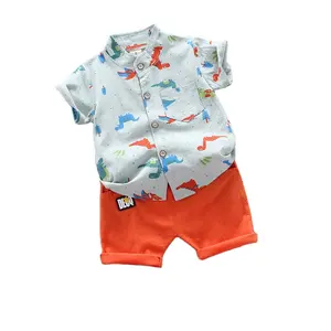 In stock YT001 Children's suit Clothes Sets Boys and girls Short sleeve shirt and Pants 2 pieces Clothing sets children