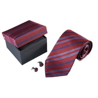 Ensembles de boîte-cadeau de bouton de manchette et de cravate en soie 100% formel classique personnalisé pour les hommes