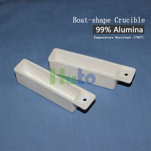 HUTO personnalisation industrielle creuset en céramique forme de bateau avec trou/sans trou Type de trou résistant aux hautes températures 99% <span class=keywords><strong>Al</strong></span> céramique - Product Image 5