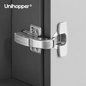 Unihopper Armoire de cuisine cachée de luxe en 3D Charnière hydraulique de porte d'armoire à fermeture en douceur de meubles en acier inoxydable Usine en Chine