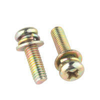 Vis à tête cylindrique cruciforme en acier au carbone galvanisé GL, classe de résistance 4.8, 8.8, 10.9, 12.9, bleu, jaune, blanc, assemblée avec une rondelle