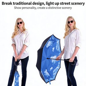 Paraguas Invertido Estético Personalizado con Mango en C, <span class=keywords><strong>Parasol</strong></span> Invertido de Doble Capa Autoportante para Regalo de Identidad de Marca Boutique - Product Image 5