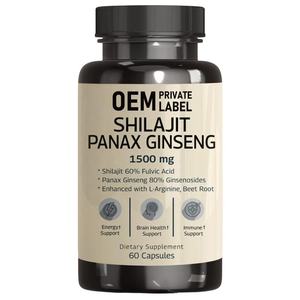 Shilajit OEM/ODM pour le soutien immunitaire, capsules de Shilajit de l'Himalaya, capsules d'extrait de Shilajit, soutien cérébral, supplément d'acide fulvique - Product Image 1