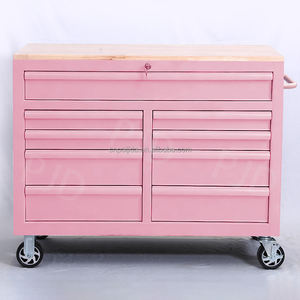 Chariot à outils <span class=keywords><strong>en</strong></span> métal blanc avec 10 tiroirs et plan de travail <span class=keywords><strong>en</strong></span> <span class=keywords><strong>bois</strong></span> - Product Image 2