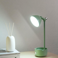 Lampe de bureau avec panier de rangement, support de téléphone, veilleuse, protection des yeux, lampe de lecture à trois niveaux de luminosité réglable, lampe de chevet pour l'étude