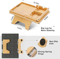 Plateau de canapé à clipser pour accoudoir, support de tasse détachable, table d'accoudoir en bambou avec double porte-gobelets