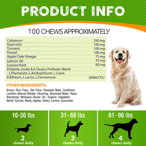 Golosinas Blandas para el Alivio de Alergias en Perros, Alivio de la Picazón en la Piel, Aceite de Pescado Omega 3, Probióticos, Enzimas Digestivas, Prebióticos, Alto Contenido Proteico - Product Image 3