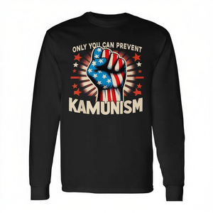 Camiseta de manga larga con diseño patriótico de Only You Can Prevent Kamunism, cuello redondo unisex, ropa promocional para adultos - Product Image 3