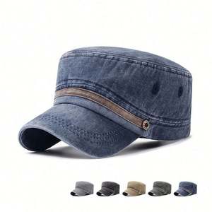 2025 New Arrival Faded Cotton <b>Flat</b> Top Camp <b>Cap</b> Breathable Outdoor Sun Hat Two Tone Sports <b>Cap</b> for <b>Men</b> - Product Image 2