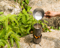 Réchaud de camping portable en titane à double paroi, à combustion de bois, avec combustion secondaire et supports de pot pliables