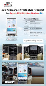 เครื่องเล่นดีวีดีในตัว CarPlay แอนดรอยด์ออโต้สำหรับ Toyota Land Cruiser 200 2008-2015สูงเก่าไปใหม่16นิ้วหน้าจอ Tesla 4G - Product Image 4