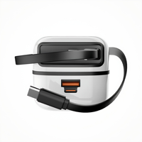 Pengisi Daya Laptop 65W 100-240V Colokan US EU Kabel Tipe C Terintegrasi 70Cm Dapat Ditarik PD3.0/QC3.0 Kompatibilitas Multi Proteksi