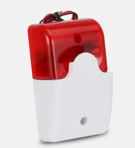 价格便宜的小警报器红色频闪灯110分贝电动警报器12V/24V/220V有线警报器安全警报器
