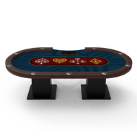 Table de poker Texas Hold'em YH noire à base ovale carrée - Table de poker professionnelle de casino avec porte-gobelets 10 places