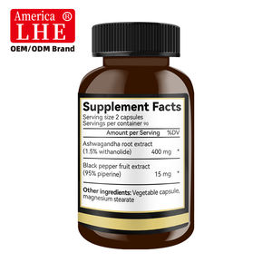 Poudre de racine d'ashwagandha biologique, extrait de poivre noir, complément alimentaire pour le soutien de l'humeur et la réduction du stress, 180 capsules végétales d'ashwagandha - Product Image 3