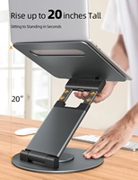 Support d'ordinateur portable en aluminium rotatif à 360°, réglable en hauteur, pivotant, pliable, avec refroidissement, pour le travail assis-debout au bureau
