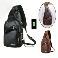 Nueva Bolsa de Pecho para Hombre de Moda Coreana, Bolsa de Hombro Individual de Cuero PU para Exteriores, Maletín de Cuero