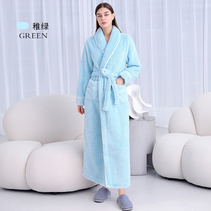 Chemise de nuit double face épaissie pour hommes et femmes 2024 Hiver Confortable Coton Polaire Couple Extended Long Plush Bathrobe - Product Image 6