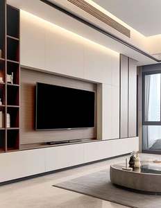 Soporte de gabinete de TV de estilo americano de alta calidad, madera MDF con librería para el hogar, sala de estar, dormitorio, muebles de oficina, muebles para el hogar - Product Image 3