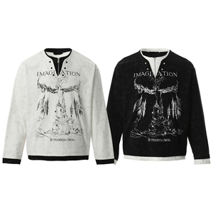 Nuova Collezione <span class=keywords><strong>Abbigliamento</strong></span> <span class=keywords><strong>Uomo</strong></span> - Stile Americano <span class=keywords><strong>Dark</strong></span> - Stampa Graffiti Trendy - T-shirt a Maniche Lunghe a Due Pezzi Connessi per <span class=keywords><strong>Uomo</strong></span> - Product Image 6