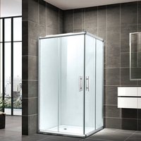 Cabine de douche moderne à double porte coulissante en verre trempé, cadre carré, 22 ans de fabrication, pour l'amélioration de l'habitat