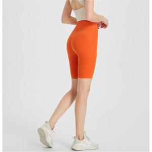 Shorts d'entraînement mi-cuisses pour femmes en tissu lisse couleur chair, haute élasticité, effet galbant, pour gym, danse, cyclisme, OEM ODM - Product Image 4