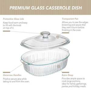Casserole en verre borosilicate résistant au four IKOO avec couvercles Ustensiles de cuisson durables pour la cuisson et le stockage - Product Image 3