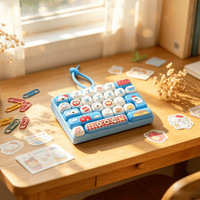 Porte-clés mini clavier Kawaii 26 touches anti-stress, breloque de sac à dos dessin animé, accessoire artisanal