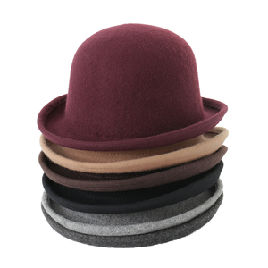 Chapeau melon unisexe en laine pour toutes les saisons, idéal pour les fêtes, disponible en bordeaux, beige, marron, noir, gris - Product Image 1