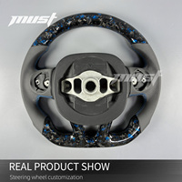 Volant en fibre de carbone forgé avec flocons bleus LED personnalisés pour Dodge Charger Challenger SRT Hellcat pour Jeep Trackhawk 2013-2023
