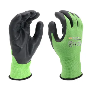 ENTE安全海关高能见度切割阻力手保护花园绿色工作安全丁腈泡沫涂层手套