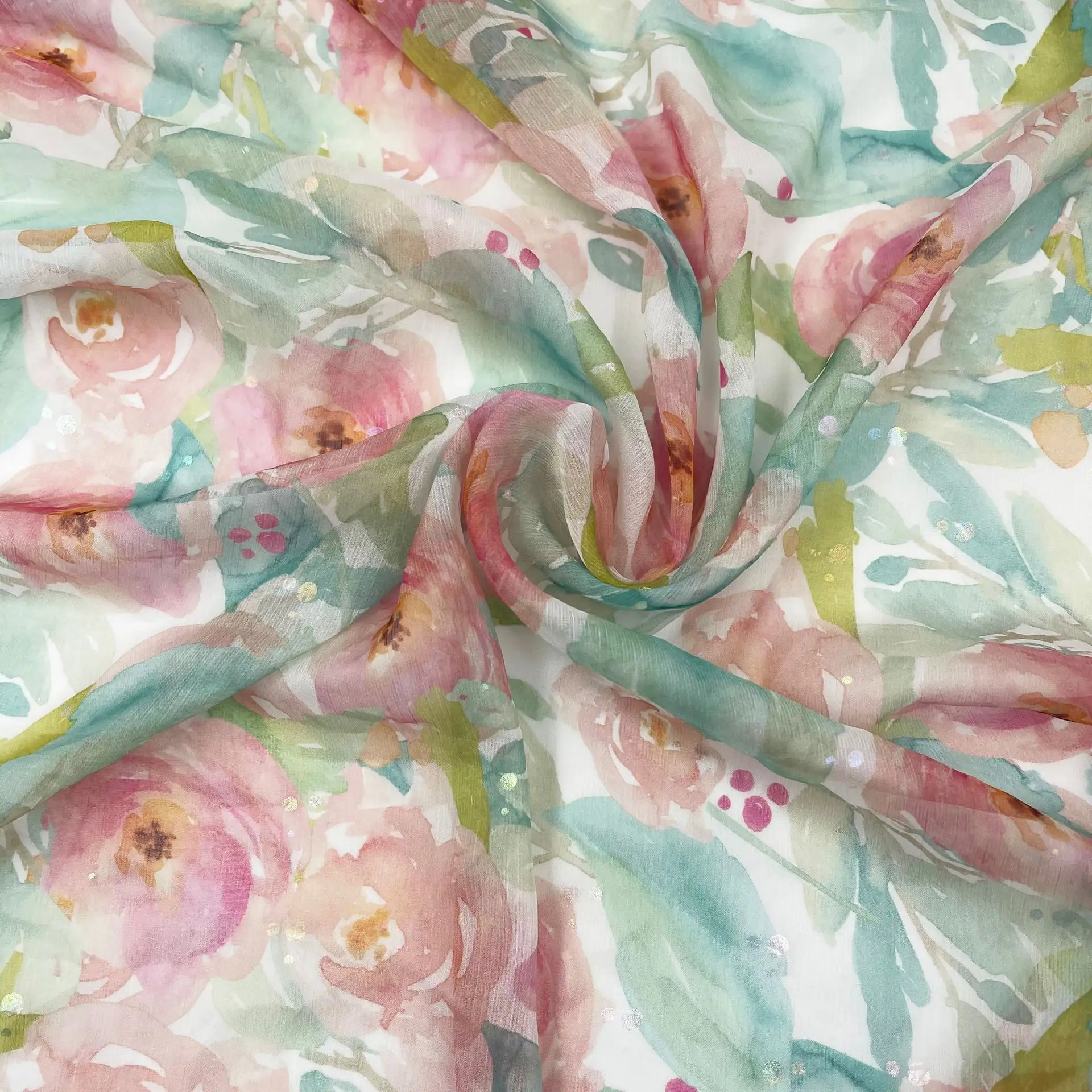 polyester ITY pure printed chiffon fabric plain raw woven chiffon voile crepe textiles metallic silk chiffon fabric