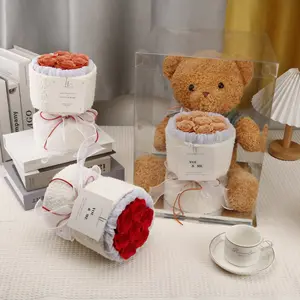 2024 Hete Kunstmatige Bloem Roos Geschenken Voor Valentijnsdag 25Cm Kunstschuim Teddybeer Rozenbeerbloem