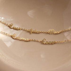 Bracciale Personalizzato in <span class=keywords><strong>Acciaio</strong></span> Inossidabile Placcato Oro 18K Minimalista con Nomi Multipli Gioiello Personalizzato Regalo per Donne - Product Image 5